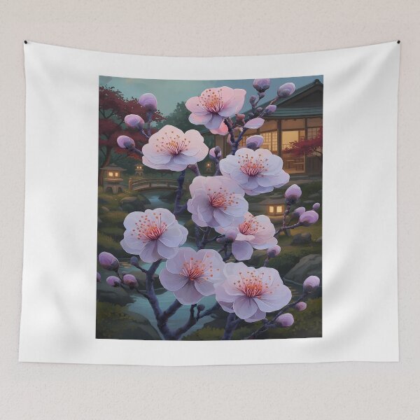 Item preview, Japanese Garden with Cherry Blossoms designed and sold by Bkrayo.