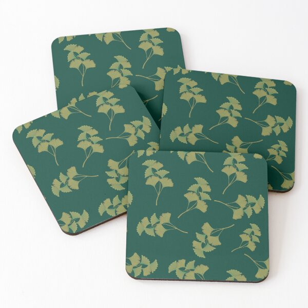 Item preview, Golden Ginkgo Leaves in Enchanted Forest Green designed and sold by phatlizzardart.