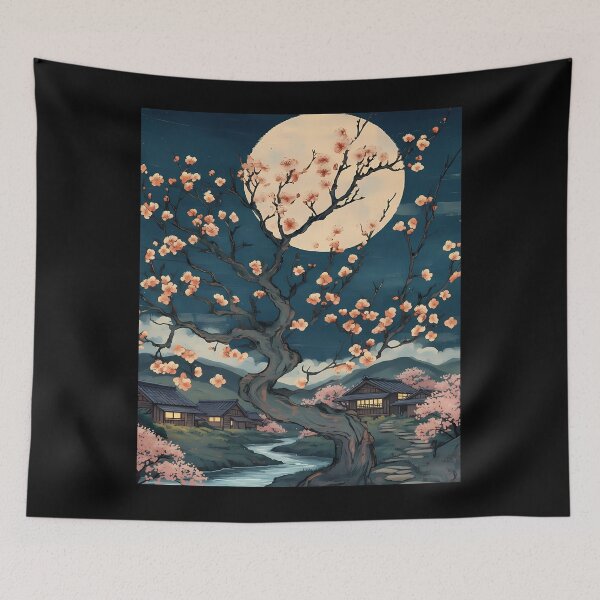 Item preview, Japanese Village Under Cherry Blossoms designed and sold by Bkrayo.