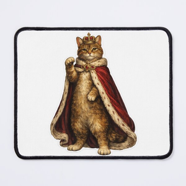 Item preview, Crowned Beckoning Cat Portrait – Royal Oil Painting Style Brown Cat designed and sold by Ahirukana.
