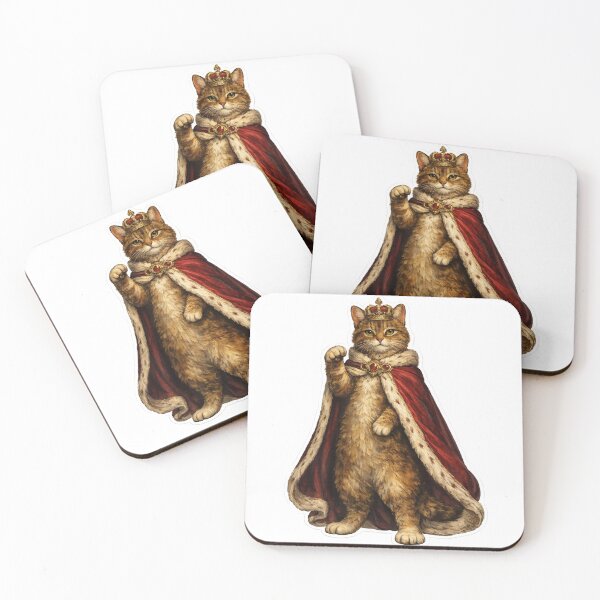 Item preview, Crowned Beckoning Cat Portrait – Royal Oil Painting Style Brown Cat designed and sold by Ahirukana.