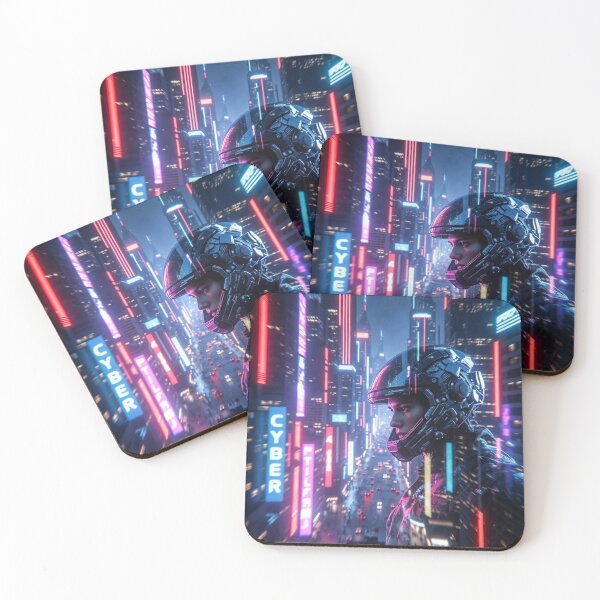 Item preview, Cyberpunk Neon Profile – Futuristic Helmet Rider in Vibrant Night Metropolis designed and sold by RadaQueen.