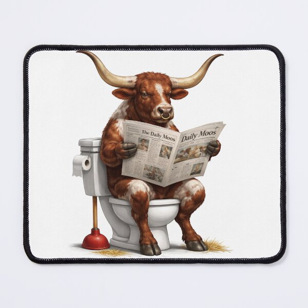 Item preview, Funny Longhorn Bull Reading The Daily Moos designed and sold by Paul Thompson Photography.