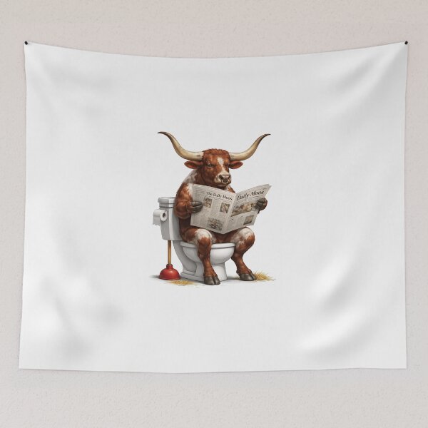 Item preview, Funny Longhorn Bull Reading The Daily Moos designed and sold by Paul Thompson Photography.