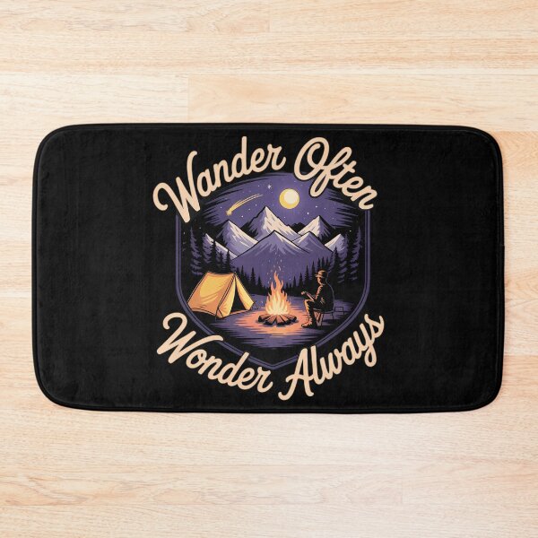 Item preview, Wander Often Wonder Always Camping Mountain Badge designed and sold by lilensgavadur.