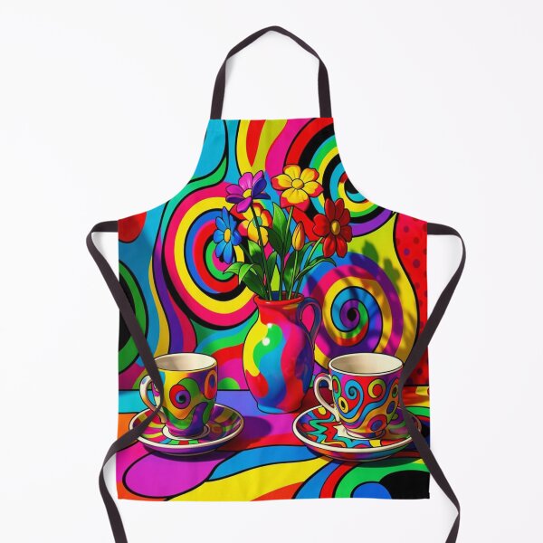 Item preview, Psychedelic Pop Art Teacups and Flowers in Vibrant Retro Style designed and sold by FotoworldEdel.