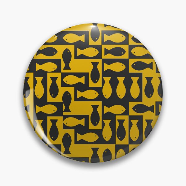 Item preview, Retro Yellow Fish Pattern – Bold Mid Century Modern Geometric Design designed and sold by The High Hippo.