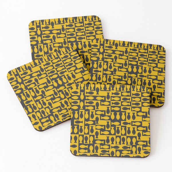 Item preview, Retro Yellow Fish Pattern – Bold Mid Century Modern Geometric Design designed and sold by Thehighhippo.