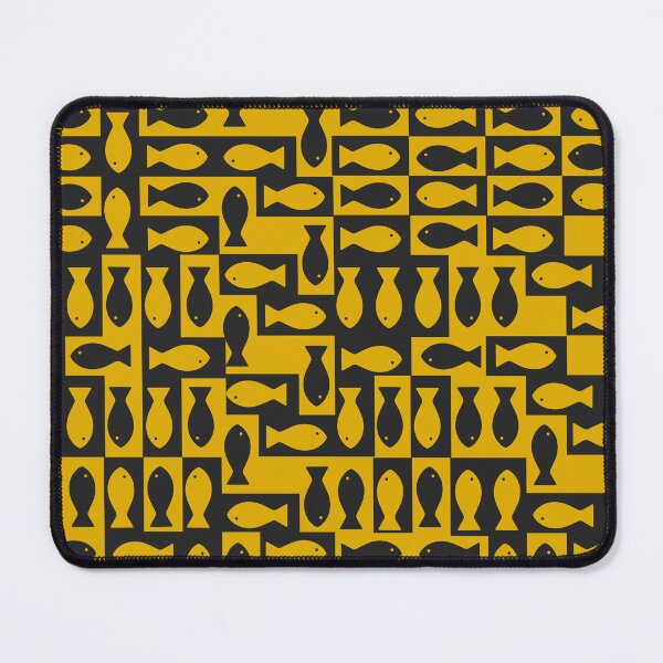 Item preview, Retro Yellow Fish Pattern – Bold Mid Century Modern Geometric Design designed and sold by Thehighhippo.