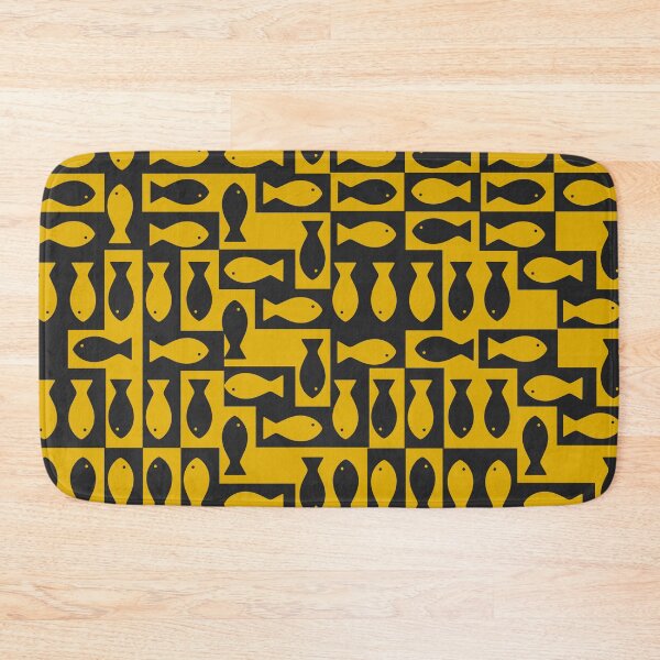 Item preview, Retro Yellow Fish Pattern – Bold Mid Century Modern Geometric Design designed and sold by The High Hippo.