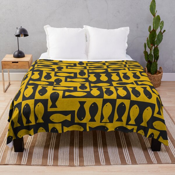 Item preview, Retro Yellow Fish Pattern – Bold Mid Century Modern Geometric Design designed and sold by The High Hippo.