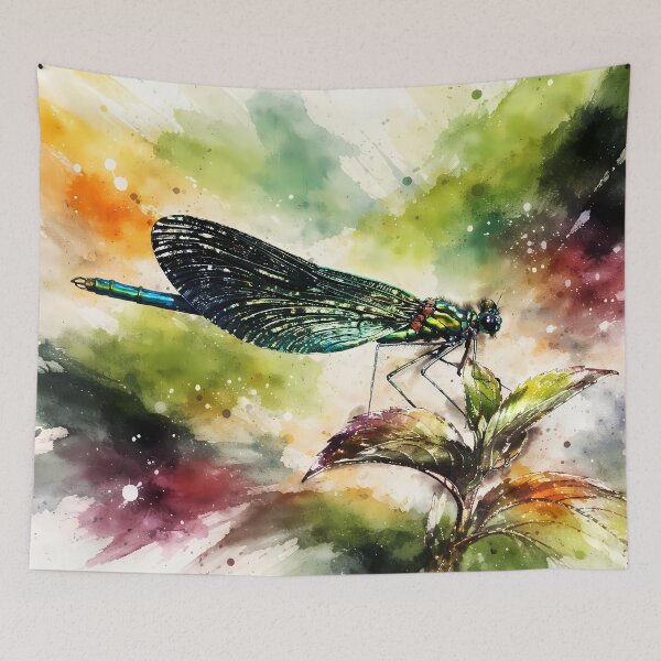 Item preview, Dragonfly Perched on Leaf designed and sold by cuprum.