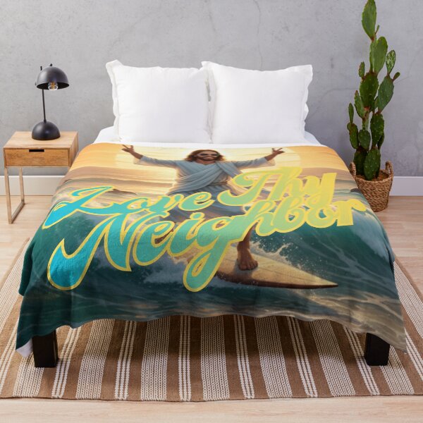 Item preview, LOVE THY NEIGHBOR ~ COOL SURFER JESUS designed and sold by TheLastGarden.