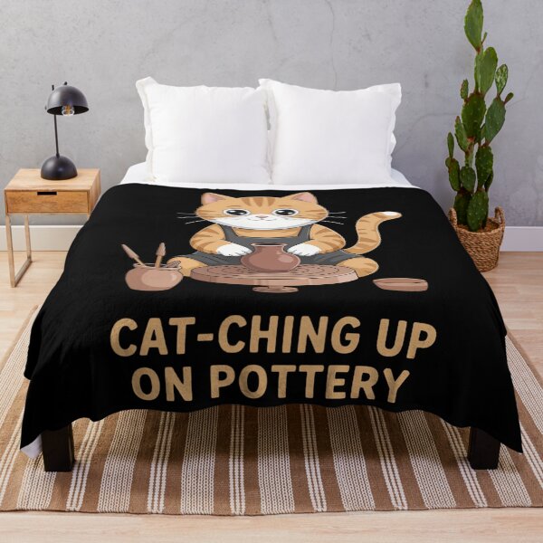 Item preview, Cat-Ching Up on Pottery Funny Cat Lover designed and sold by comptorasunfia.