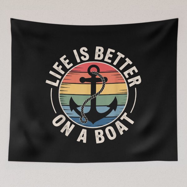 Item preview, Life Is Better On A Boat Retro Sunset Anchor Nautical Sailing Design designed and sold by Chaya Reid.