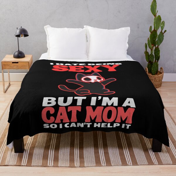 Item preview, i hate being sexy but i'm a cat mom so i can't help it in red cat Classic Funny T-Shirt designed and sold by OldSkullDesigns.