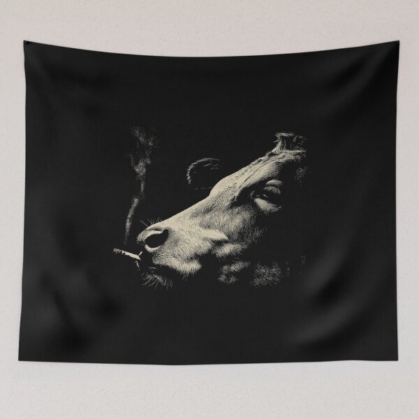 Item preview, Cigarette Smoking Cow Low Key Portrait designed and sold by k3rstman1.
