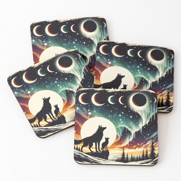 Item preview, Northern Lights Wolf and Fox, Ai Generated Art   designed and sold by ACC .
