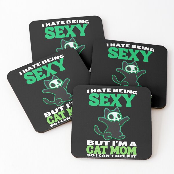 Item preview, i hate being sexy but i'm a cat mom so i can't help it in green cat Classic Funny T-Shirt designed and sold by OldSkullDesigns.