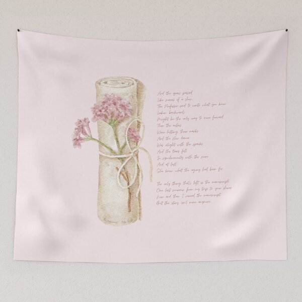 Item preview, The Manuscript - Watercolour Scroll with Flowers and Lyrics designed and sold by EmiMills.