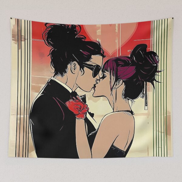 Item preview, Romantic Gothic Couple Kiss Alternative Love Aesthetic designed and sold by Shoot-The-Moon.