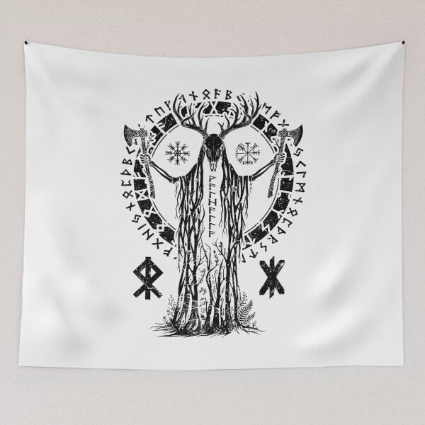 Item preview, Viking Shaman Deer Skull Forest Spirit Norse Mythology designed and sold by GrandeDuc.