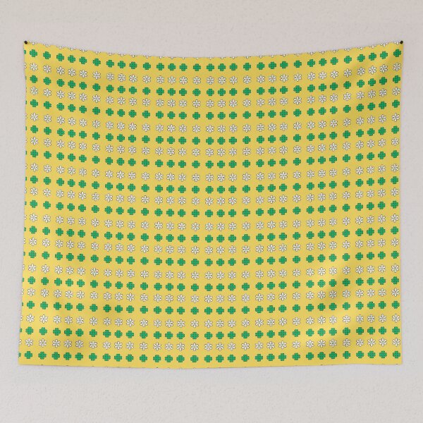 Item preview, White and Green alternating Floral Shapes on Yellow background pattern designed and sold by fev-rocks.