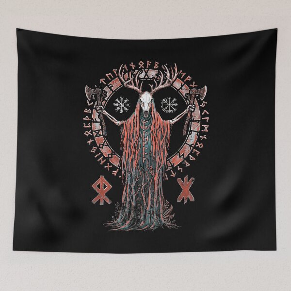 Item preview, Viking Shaman Deer Skull Forest Spirit Norse Mythology designed and sold by GrandeDuc.