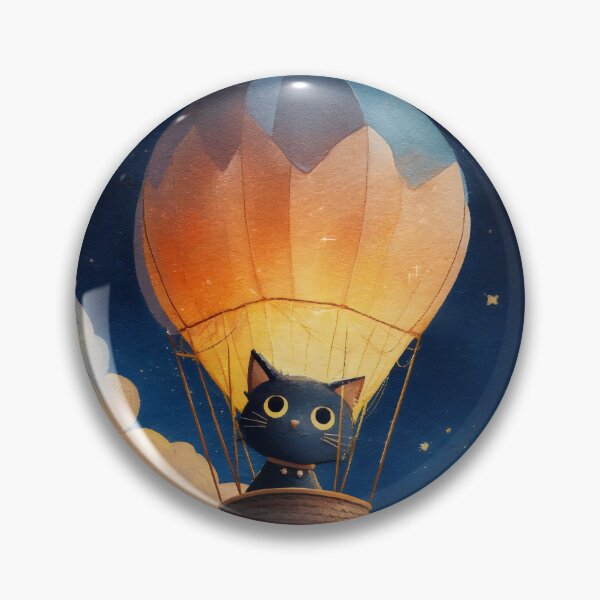 Item preview, Cute Black Cat In Hot Air Balloon designed and sold by Shoot-The-Moon.