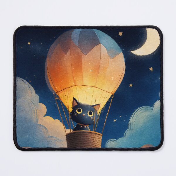 Item preview, Cute Black Cat In Hot Air Balloon designed and sold by Shoot-The-Moon.