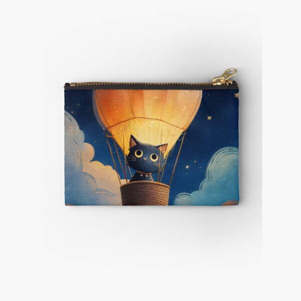 Item preview, Cute Black Cat In Hot Air Balloon designed and sold by Shoot-The-Moon.
