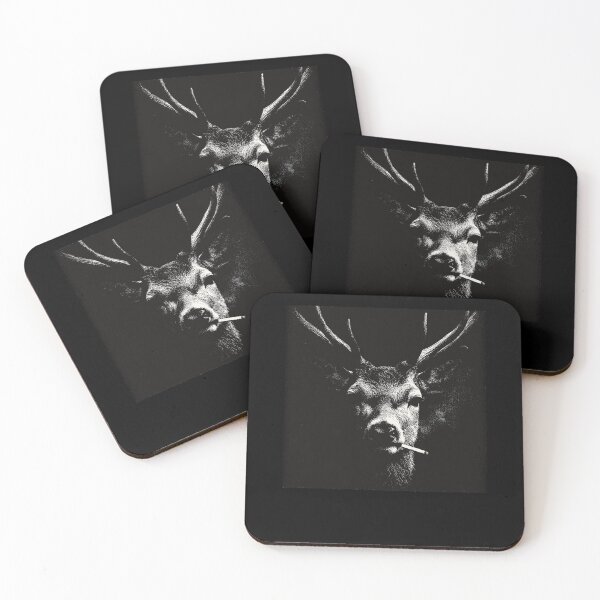 Item preview, Smoking Deer Black White Low Key Portrait designed and sold by k3rstman1.
