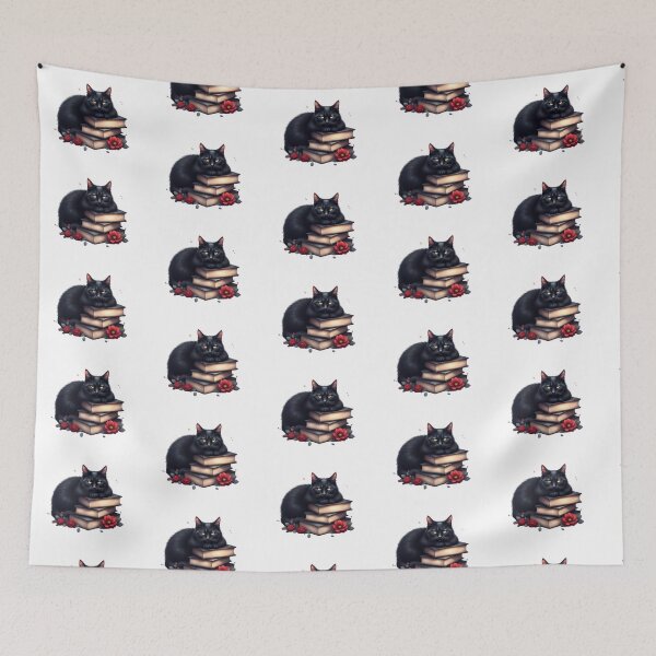 Item preview, Black cat on books designed and sold by Tragedyshop.