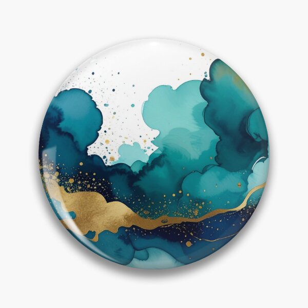 Item preview, Teal & Gold Flow – Abstract Alcohol Ink Art designed and sold by katifinell.