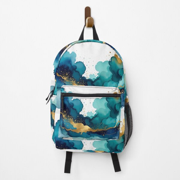 Item preview, Teal & Gold Flow – Abstract Alcohol Ink Art designed and sold by katifinell.