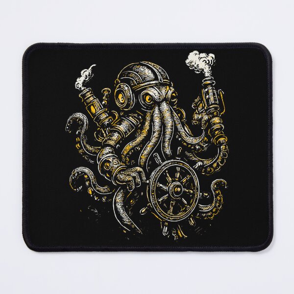 Item preview, Steampunk Octopus Captain – Nautical Mechanical Kraken Art designed and sold by SeoulInkSoul.