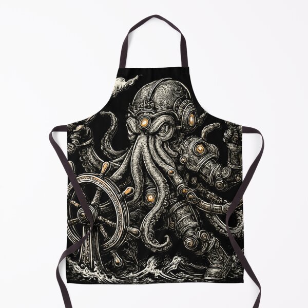 Item preview, Steampunk Octopus Captain – Mechanical Kraken Nautical Art designed and sold by SeoulInkSoul.