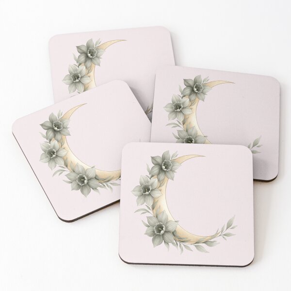 Item preview, Celestial Sage Daffodil Crescent Moon, Elegant Botanical Moon Aesthetic designed and sold by LunarStillCo.