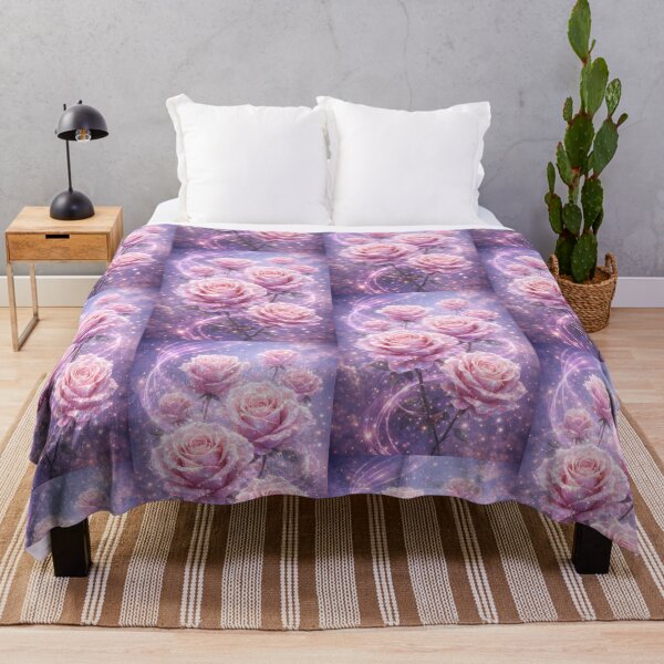 Item preview, Celestial Bloom: Shimmering Pink Roses in a Starlit Mist designed and sold by Dreamy Armine Art.