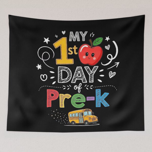 Item preview, My First Day of Pre K School Bus Apple Girl Boy Kids PreK   designed and sold by clothesy7.