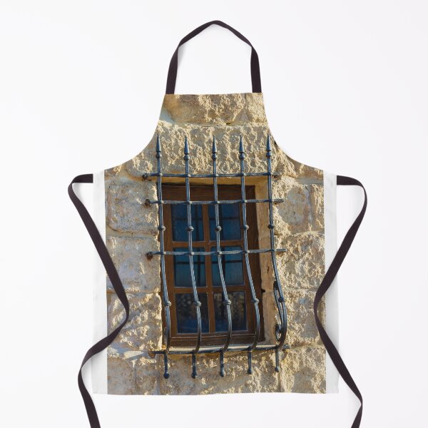 Item preview, Rustic Window With Iron Bars Set Into A Stone Wall, Sunlit Exterior Architectural Feature designed and sold by Nmallia.