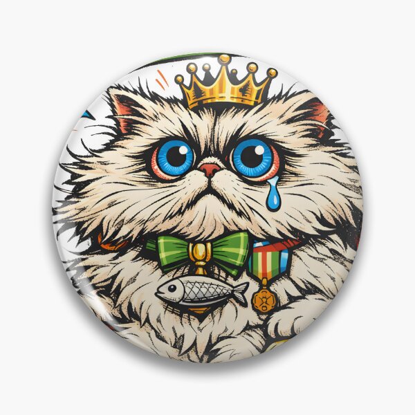 Item preview, Sir Reginald Fluffington The Exhausted Anxious Cat King - The Crown is Heavy Funny Regal Persian Cat Illustration for Burnout and Mental Health Awareness by Vivaan Studio designed and sold by Vivaan Studio.