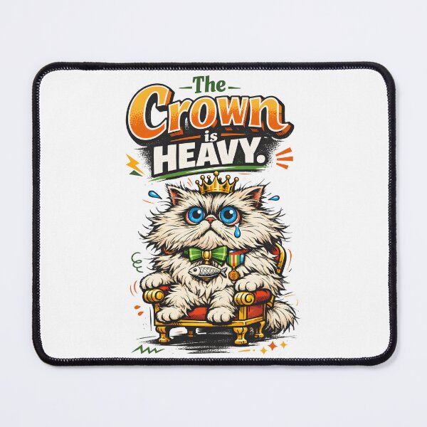 Item preview, Sir Reginald Fluffington The Exhausted Anxious Cat King - The Crown is Heavy Funny Regal Persian Cat Illustration for Burnout and Mental Health Awareness by Vivaan Studio designed and sold by Vivaan Studio.
