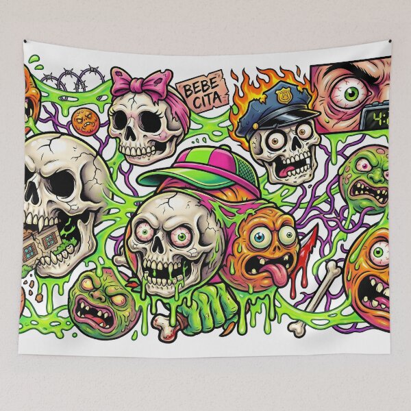 Item preview, Bebecita Skull and 420 Eye - Grotesque Street Art Collage designed and sold by elglotonmusical.