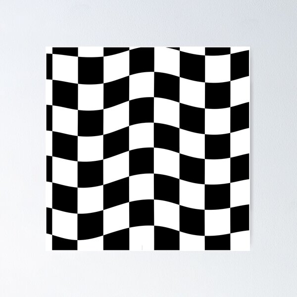 Item preview, Black and White Wavy Checkered Pattern - Retro Aesthetic Checkerboard designed and sold by Nesstitches.