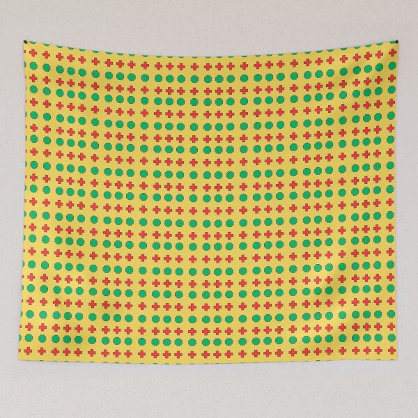 Item preview, Green Octagons and Red Crosses on Yellow background pattern designed and sold by fev-rocks.