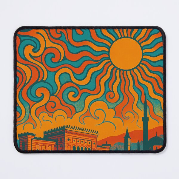 Item preview, Trippy Psychedelic Poster of Sarajevo | Neon Old Town Skyline | Surreal Bosnian Cityscape Art designed and sold by PaintedPixels01.