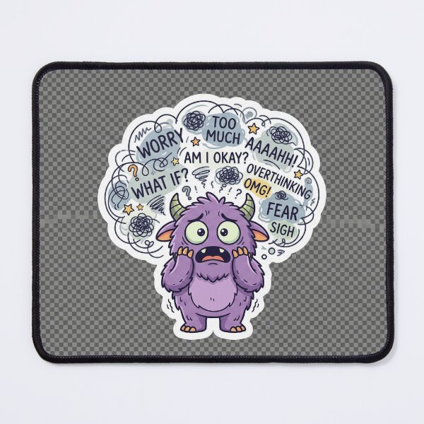 Item preview, Overthinking Purple Monster - Cute Anxiety and Stress Sticker designed and sold by R & K Fashions.