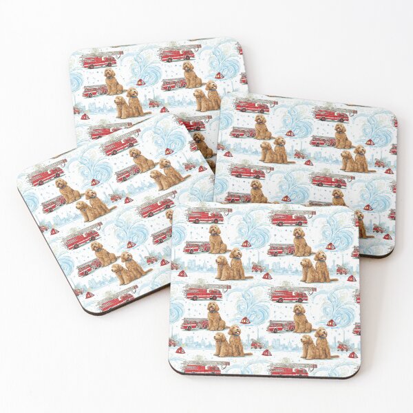 Item preview, Fire Fighter Toile de Jouy - Goldendoodles designed and sold by AstrologyOven.