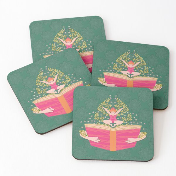Item preview, The reading fairy, green background designed and sold by WONDERPRINTVALLEY.
